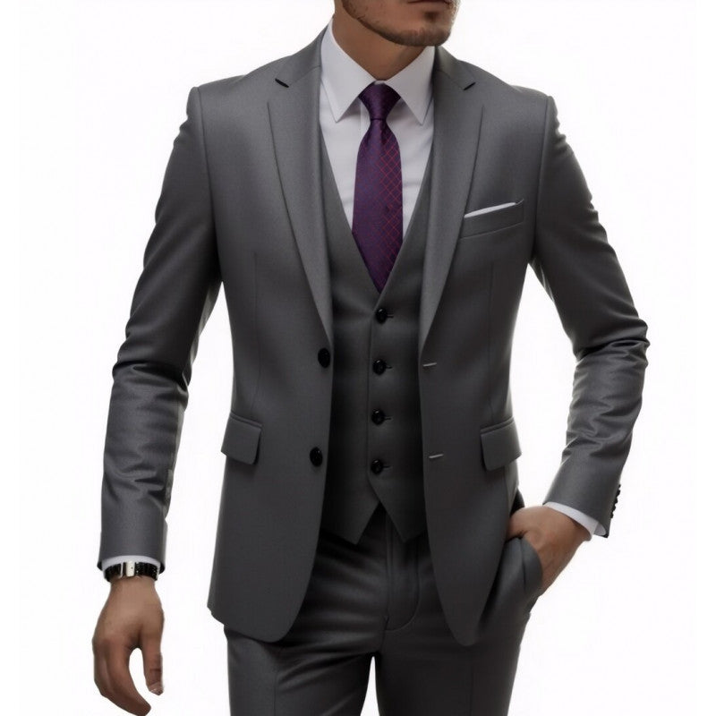 Golden Heir men's three-piece wedding best man suit blazer with matching trousers and vest, formal attire for special occasions