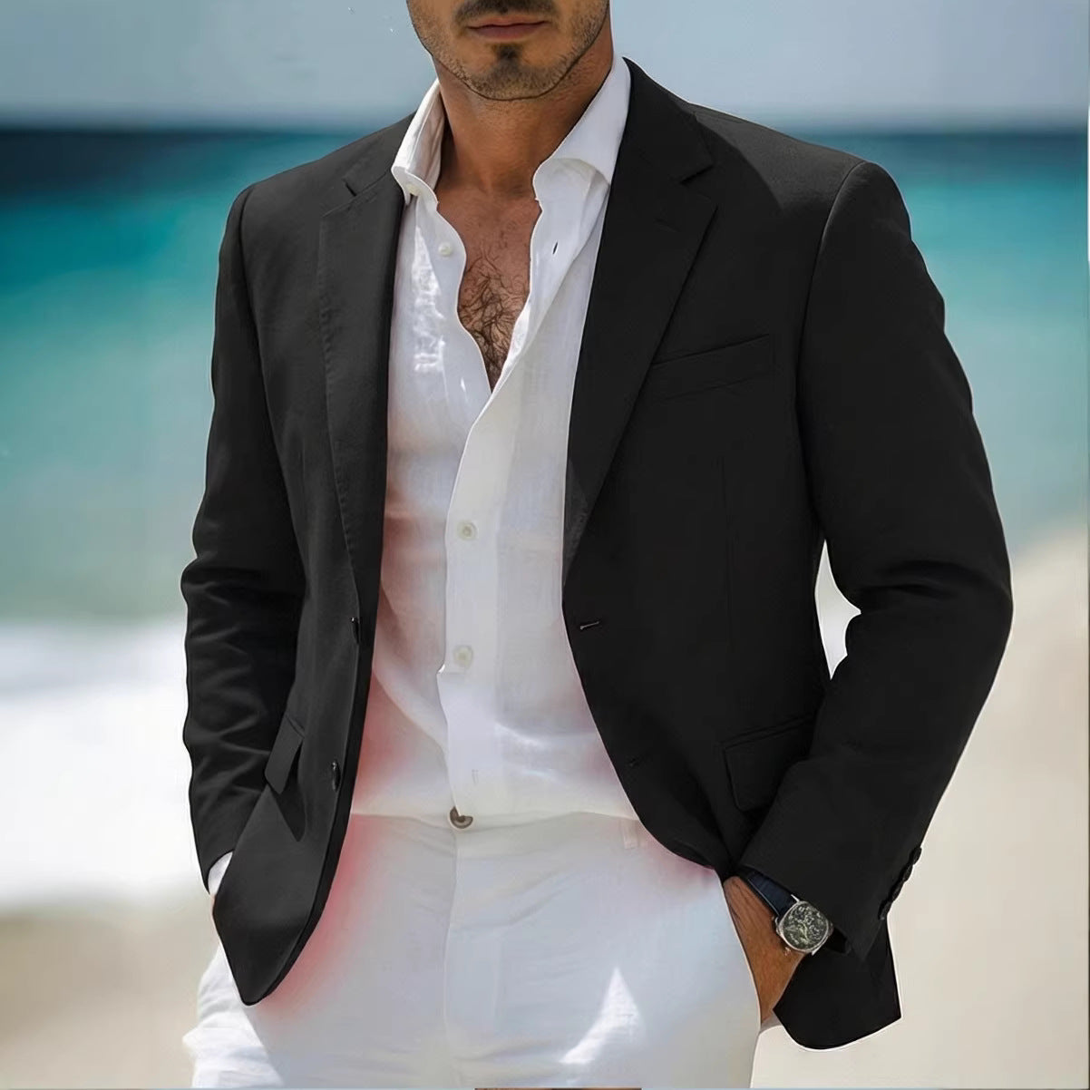 Men's fashionable casual blazer by Golden Heir, featuring a stylish bad-boy design, tailored fit, and modern details.