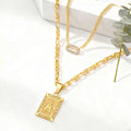 Golden Heir double-layer gold necklace with 26-letter pendant and zircon circle accents, featuring a layered jewelry design.