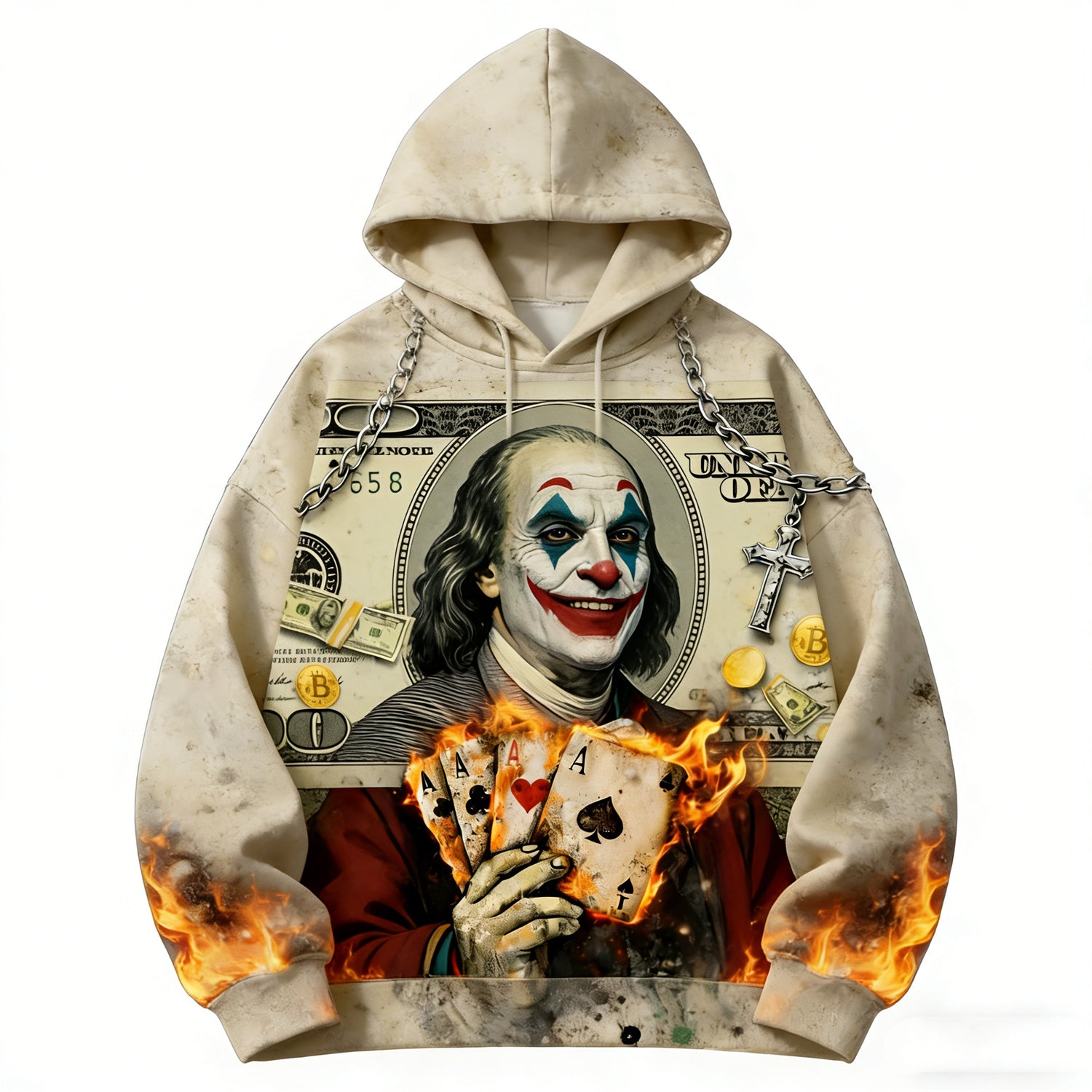 Golden Heir casual printed polyester hoodie, stylish sweater with colorful pattern, long sleeves, and comfortable fit.