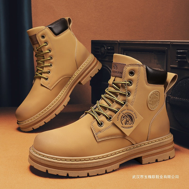 Men's casual British-style Martens boots by Golden Heir with leather uppers and rugged soles, perfect for versatile everyday wear.