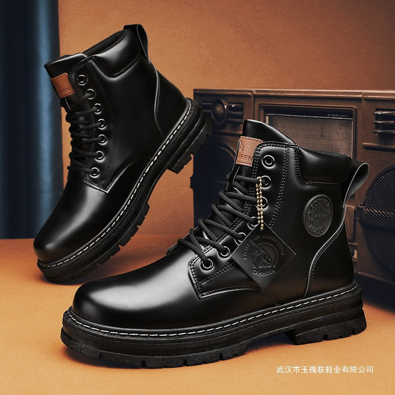 Golden Heir men's casual British-style Martens boots with rugged leather and lace-up design, perfect for everyday wear.