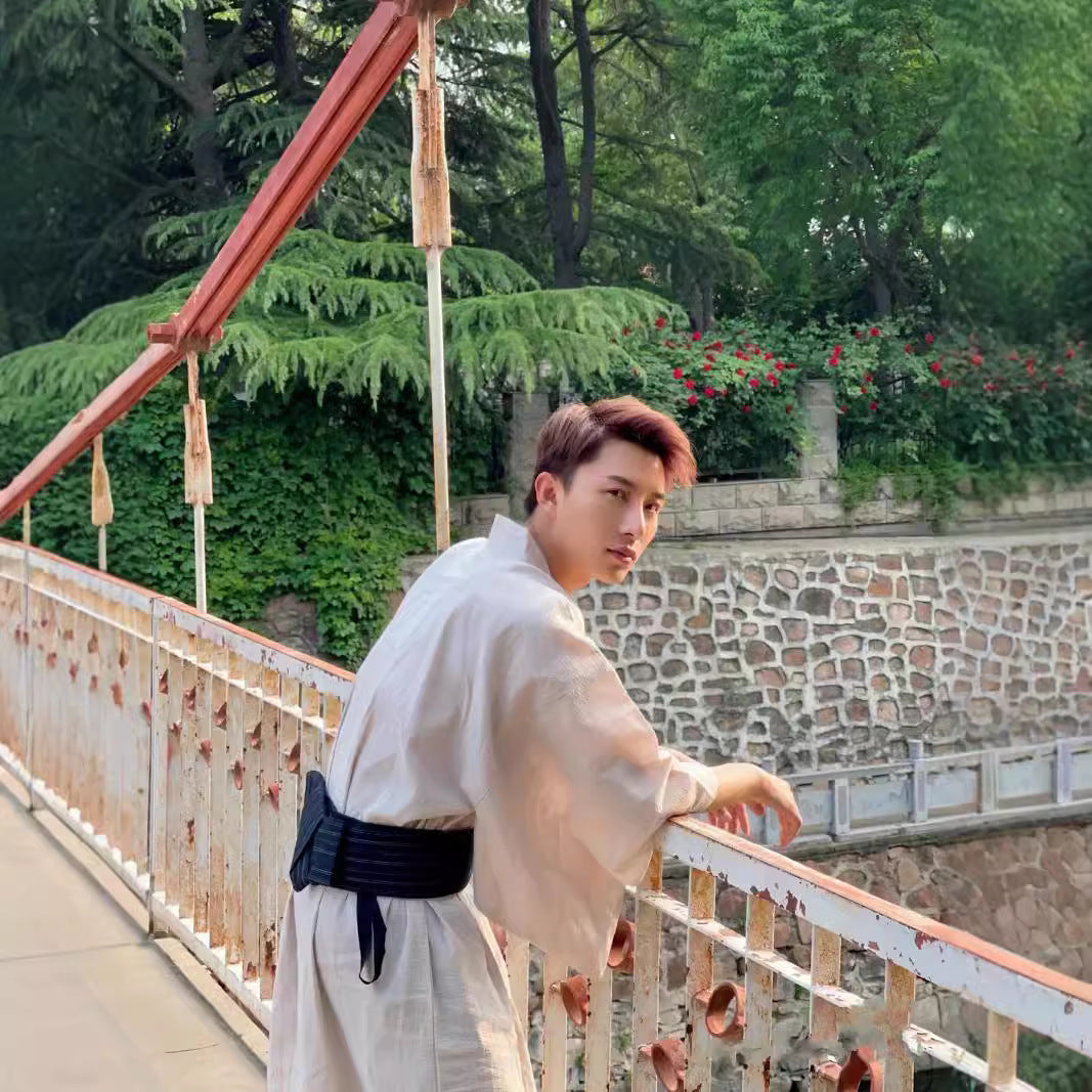 Traditional Japanese kimono bath robe for men by Golden Heir, featuring intricate patterns and a comfortable fit.