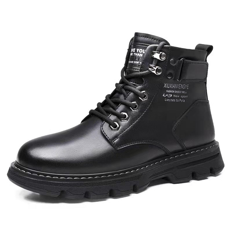 Golden Heir men's mid-to-high-top boots in Korean style, featuring stylish leather design and modern craftsmanship.