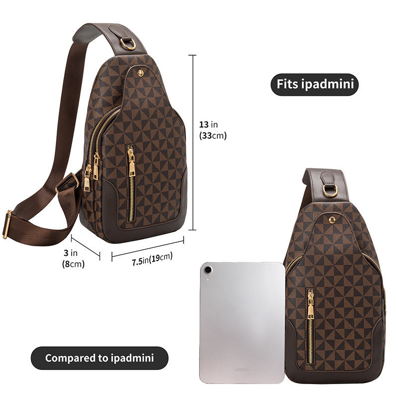 Golden Heir men's crossbody bag with large capacity, retro style, portable chest bag for everyday use, shown in black.