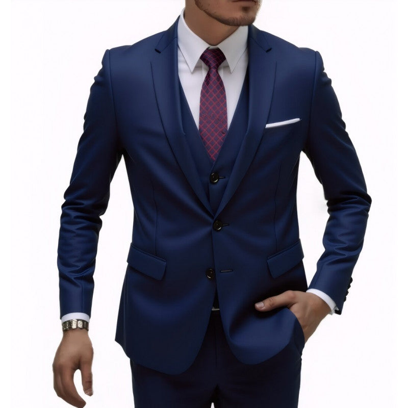 Golden Heir men's wedding best man suit blazer, tailored three-piece suit with classic design and fitted style for formal occasions.