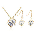 Golden Heir Water Cube Zircon Jewelry Set featuring sparkling cubic zirconia stones in a modern design.