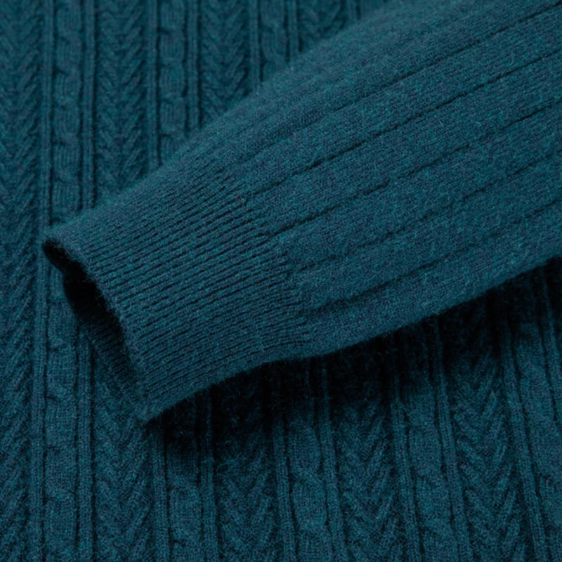 Golden Heir men's long sleeve warm turtleneck top in a rich golden color, showcasing a cozy, fitted design.