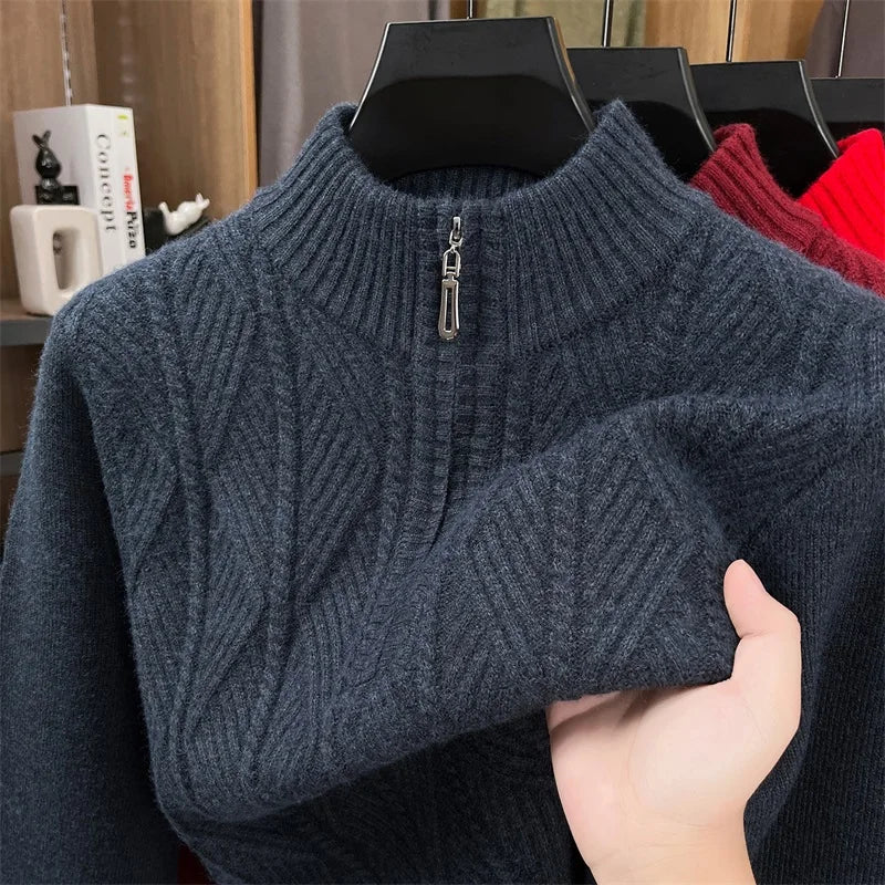 Golden Heir thickened wool crewneck sweater, long sleeve top in warm golden color, displayed on a neutral background.