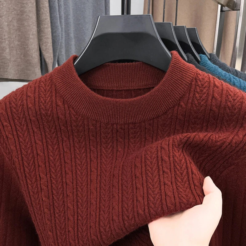 Golden Heir men's warm turtleneck long sleeve top, cozy and stylish in a rich golden color, perfect for cold weather wear.