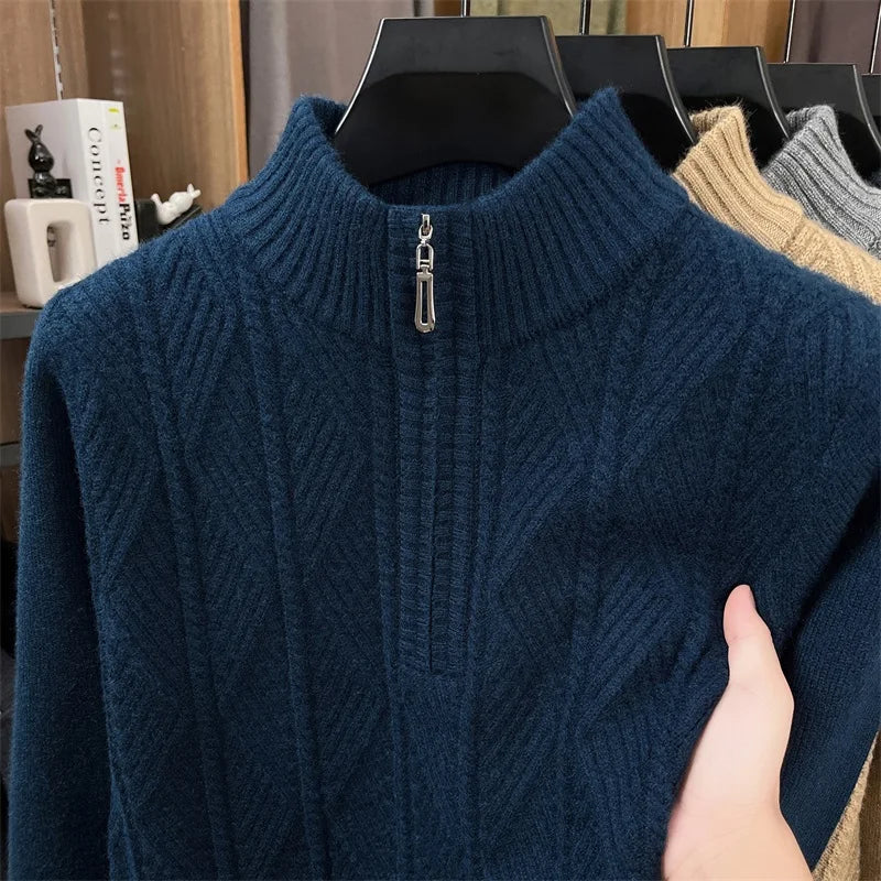 Golden Heir thickened wool crewneck sweater, long sleeve top in warm golden yellow with a cozy, textured knit design.