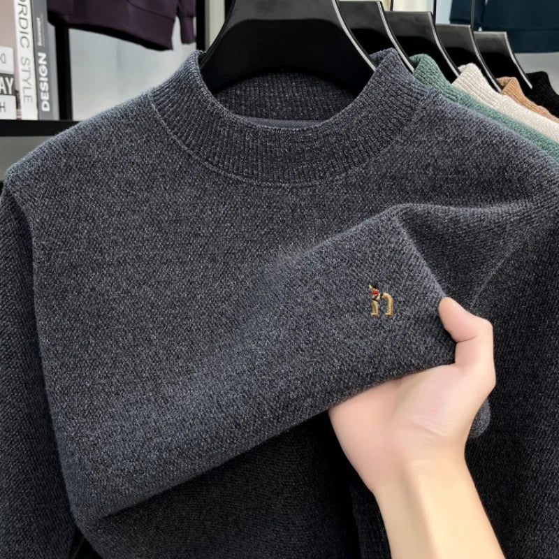 Golden Heir men's long sleeve crewneck top in a sleek, fitted design, featuring a smooth fabric texture and classic style.