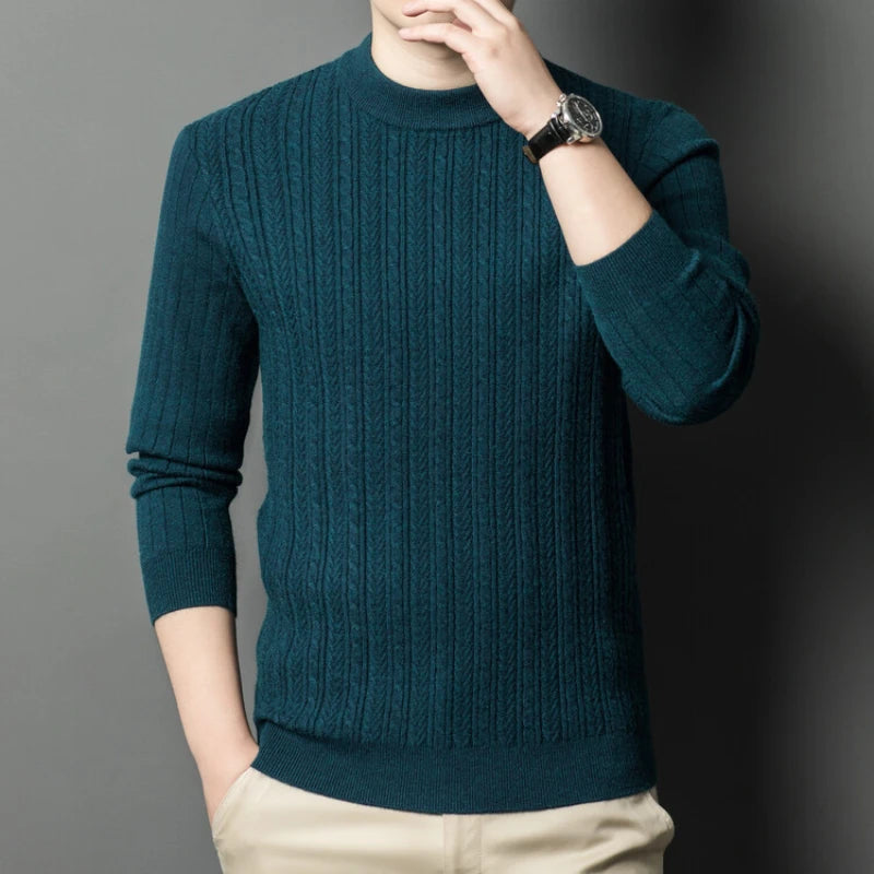 Golden Heir men's warm long sleeve turtleneck top, cozy and stylish for cold weather, in a rich golden color.