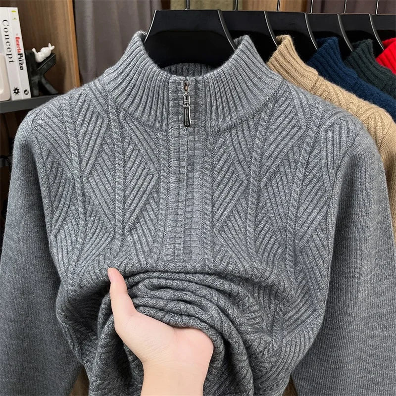 Golden Heir thickened wool crewneck sweater, long sleeve top in warm golden color, cozy and stylish winter knitwear.