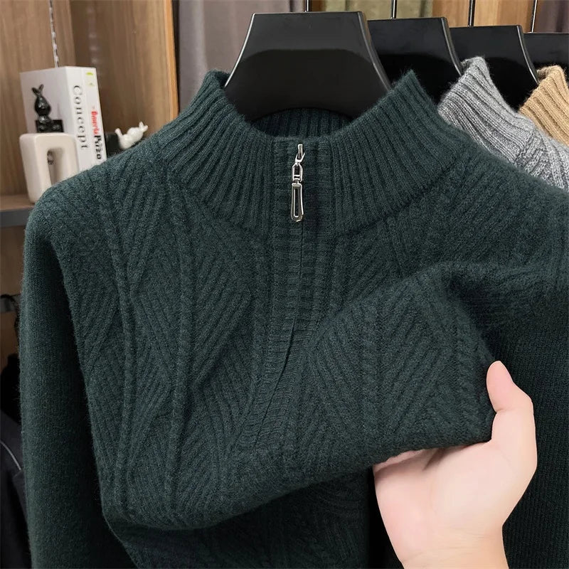 Golden Heir thickened wool crewneck sweater, long sleeve top in warm golden color, soft and cozy for cold weather.