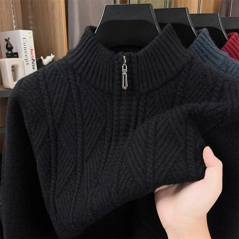 Golden Heir thickened wool crewneck sweater, long sleeve top in warm golden color, soft and cozy knit fabric.