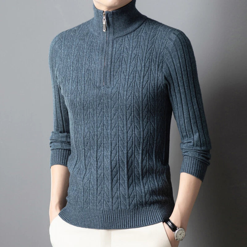 Golden Heir men's semi-high neck long sleeve top, showcasing a sleek, fitted design in a rich golden color.