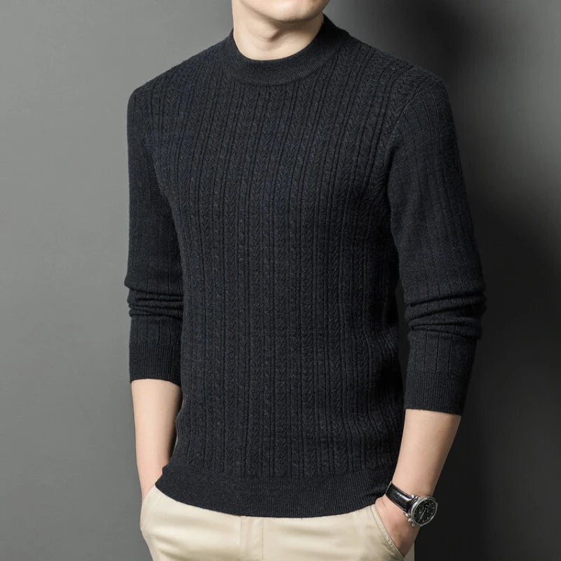 Golden Heir men's warm long sleeve turtleneck top, stylish and cozy, shown in a rich golden color