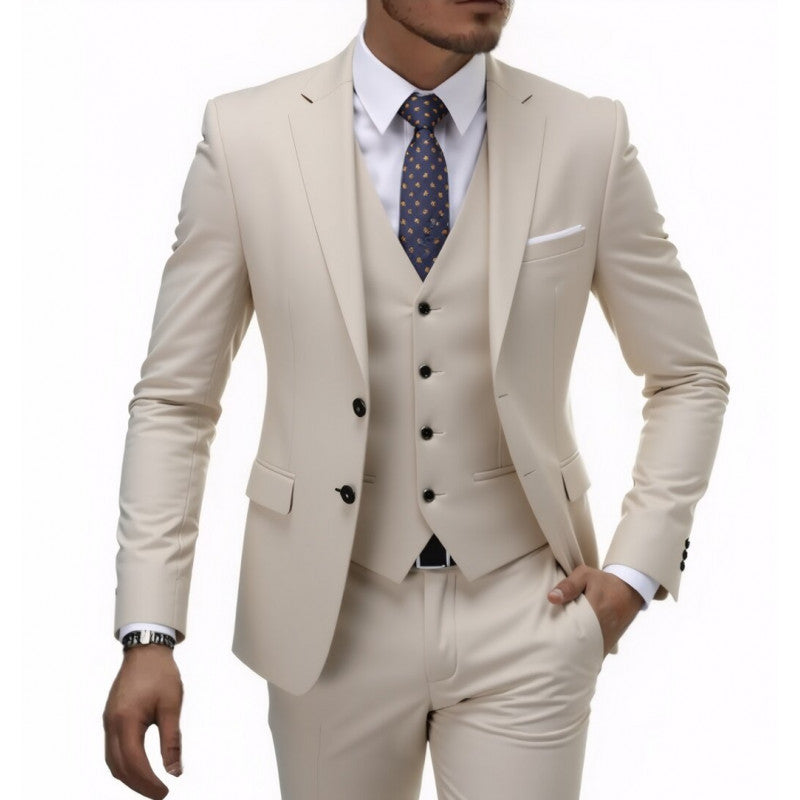 Golden Heir men's three-piece wedding best man suit blazer set, featuring a tailored fit and classic design for formal occasions.