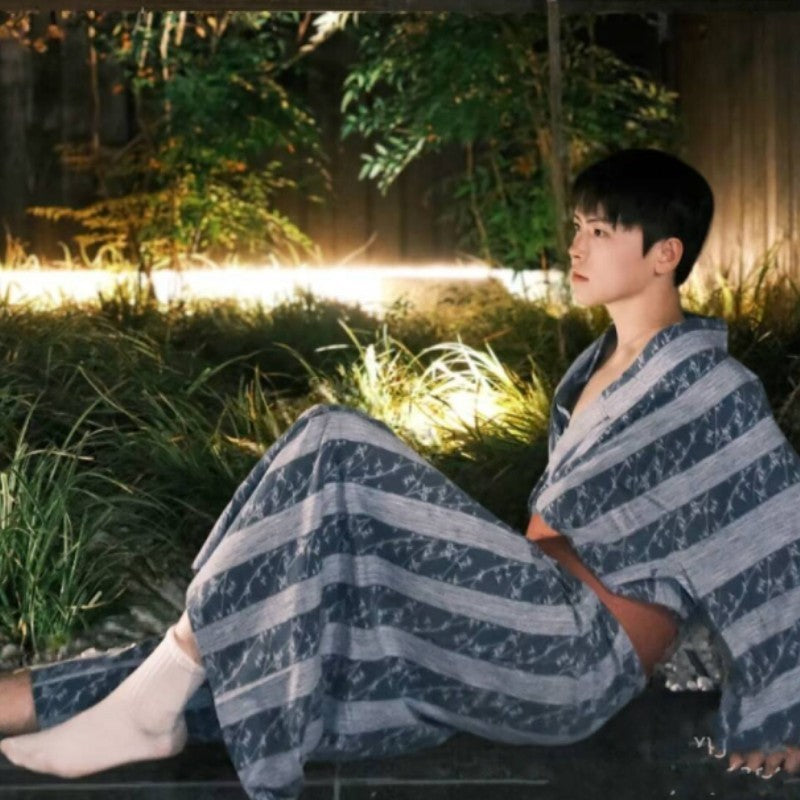 Golden Heir men's traditional Japanese kimono bath robe with elegant, lightweight fabric and intricate design details.