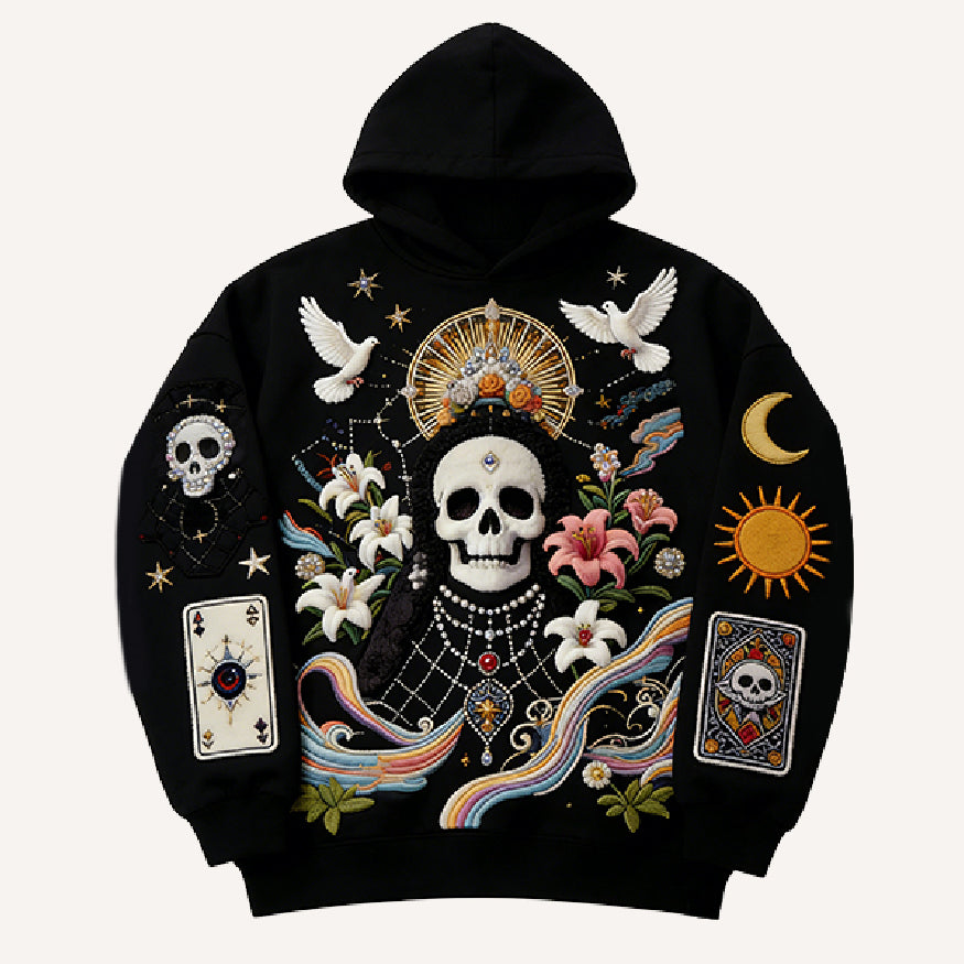 Golden Heir men's hoodie sweatshirt with a bold skull print, featuring a comfortable fit and casual style.