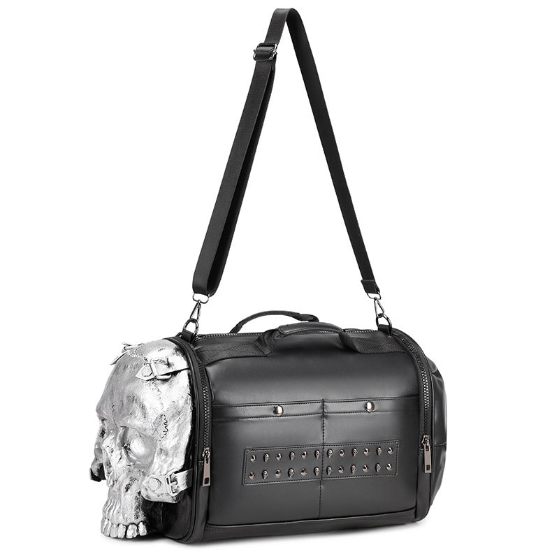 Golden Heir skull crossbody bag with three-dimensional design, trendy cool style, portable and perfect for travel.