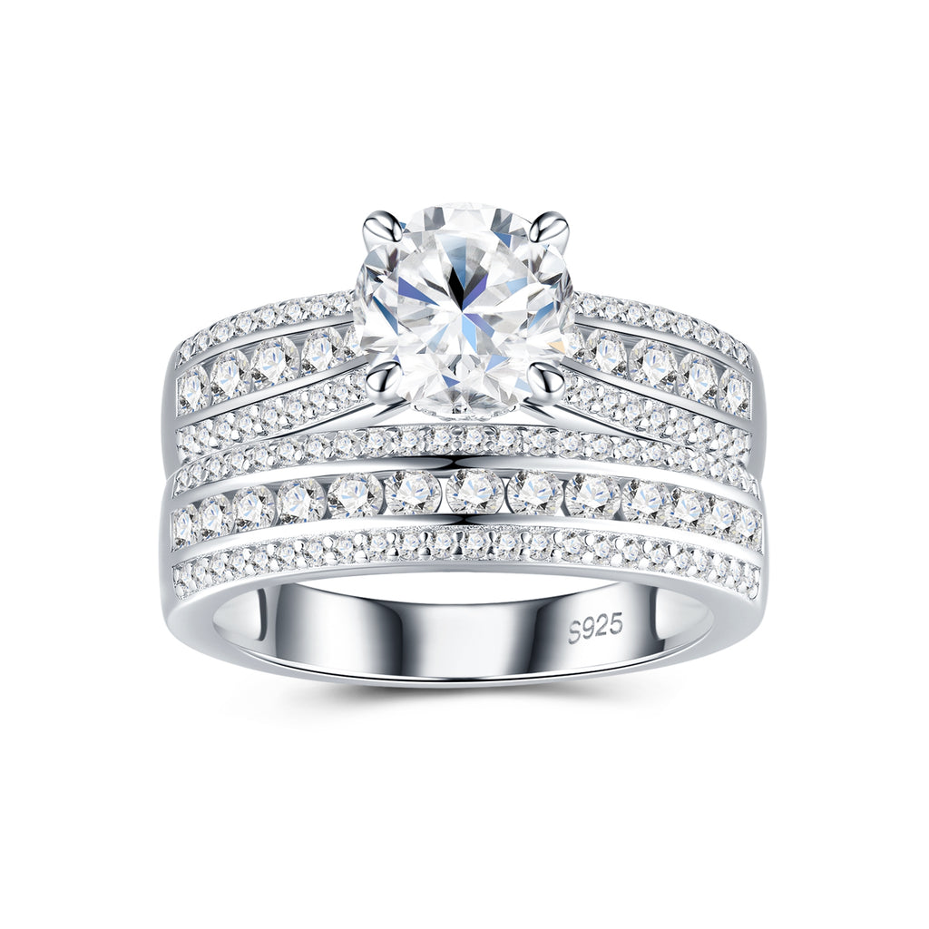 Golden Heir 2-carat silver jewelry ring set with minimalist design, featuring top-quality Morganite and S925 silver with platinum plating.