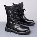 Golden Heir men's high-top riding boots with vintage denim and British style, perfect for autumn and winter fashion.