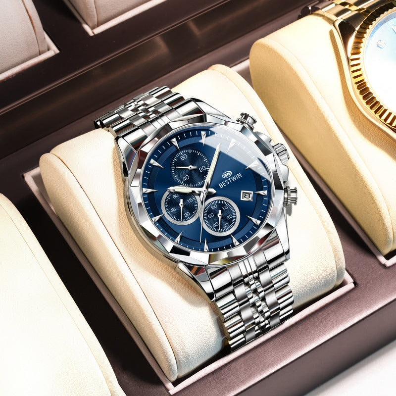 Golden Heir men's luminous six-hand personalized watch with a stylish design, featuring eye-catching details and a sleek watch face.