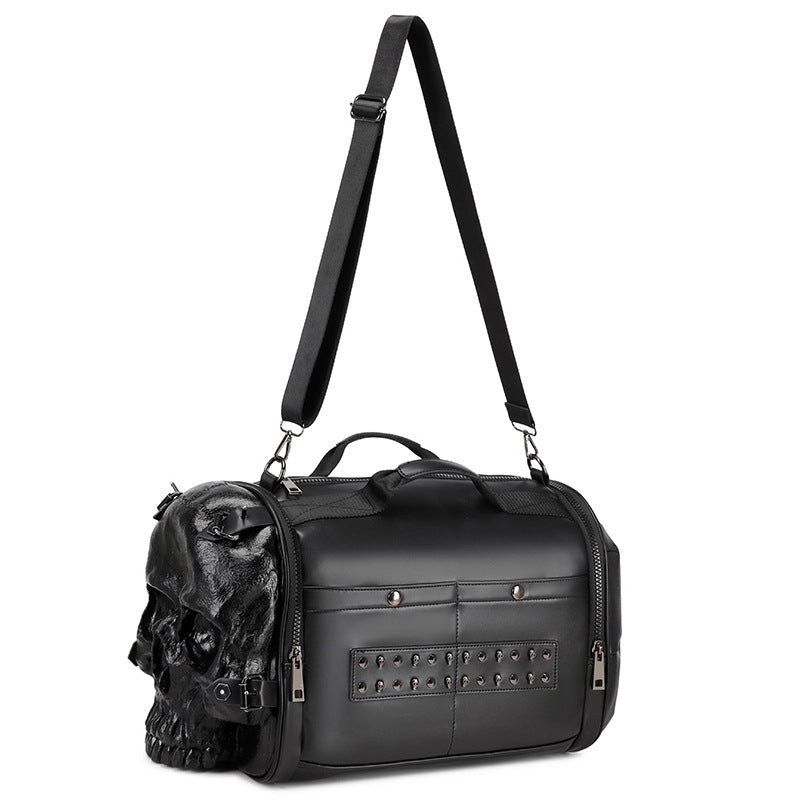 Golden Heir skull crossbody bag featuring a 3D trendy cool skull design, portable travel bag for singles and casual use.