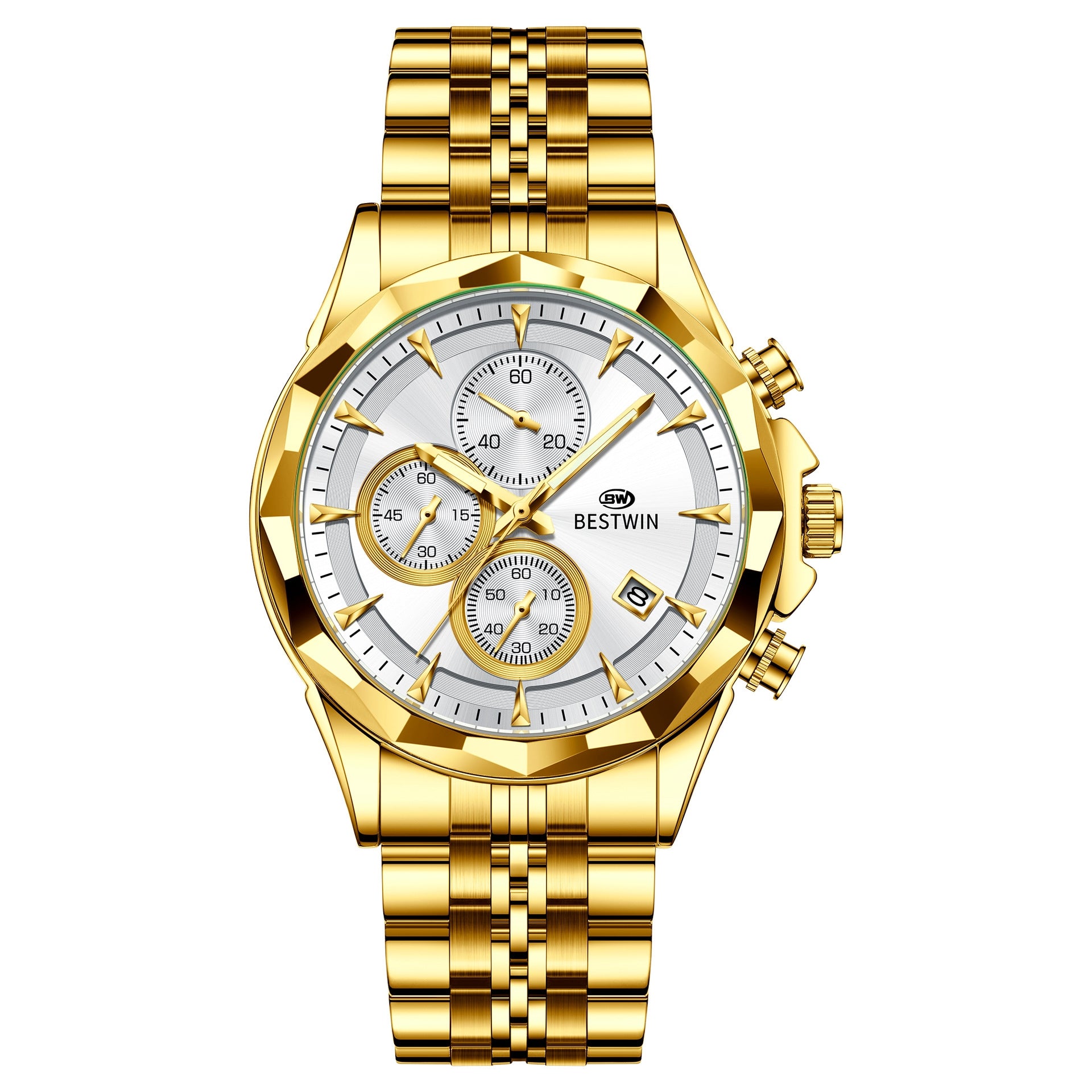 Golden Heir men's luminous six-hand personalized watch with stylish design and eye-catching dial, perfect for modern men.
