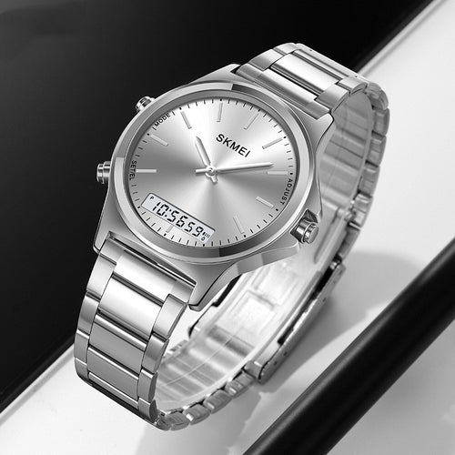 Golden Heir men's business-style steel-band watch with a sleek, modern design and multifunction dial.